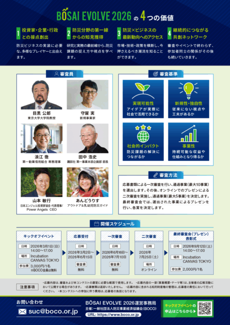 【BOCO防災事業コンテスト】BOSAI EVOLVE 2026 開催のご案内